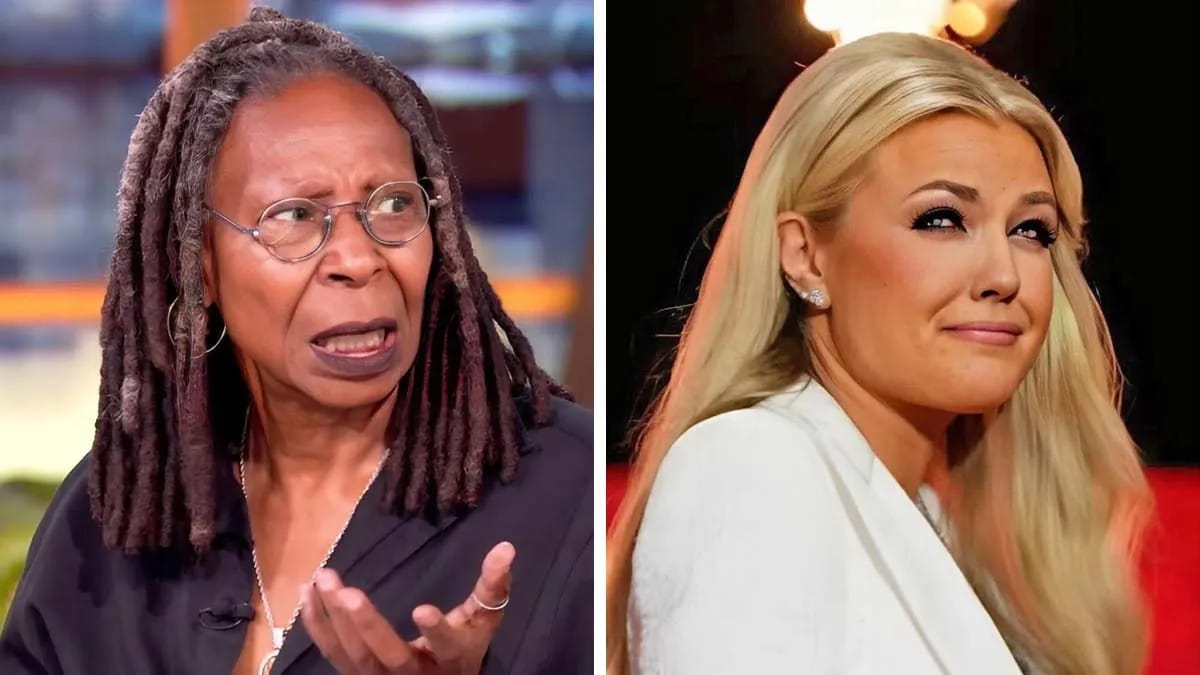A Black woman is pictured speaking next to an image of a white woman.