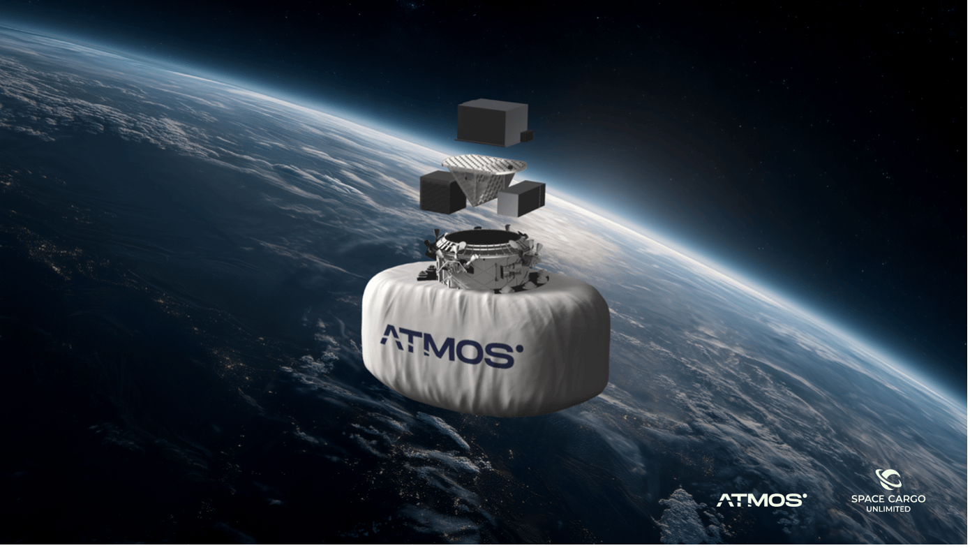 Atmos Space Cargo’s Phoenix 2 spacecraft is set to transport Space Cargo Unlimited’s BentoBox platform for microgravity research and manufacturing during a 2026 mission. (Credit: Atmos Space Cargo)