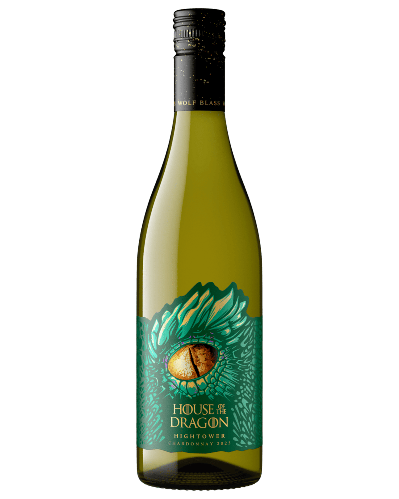 A bottle of House of the Dragon chardonnay