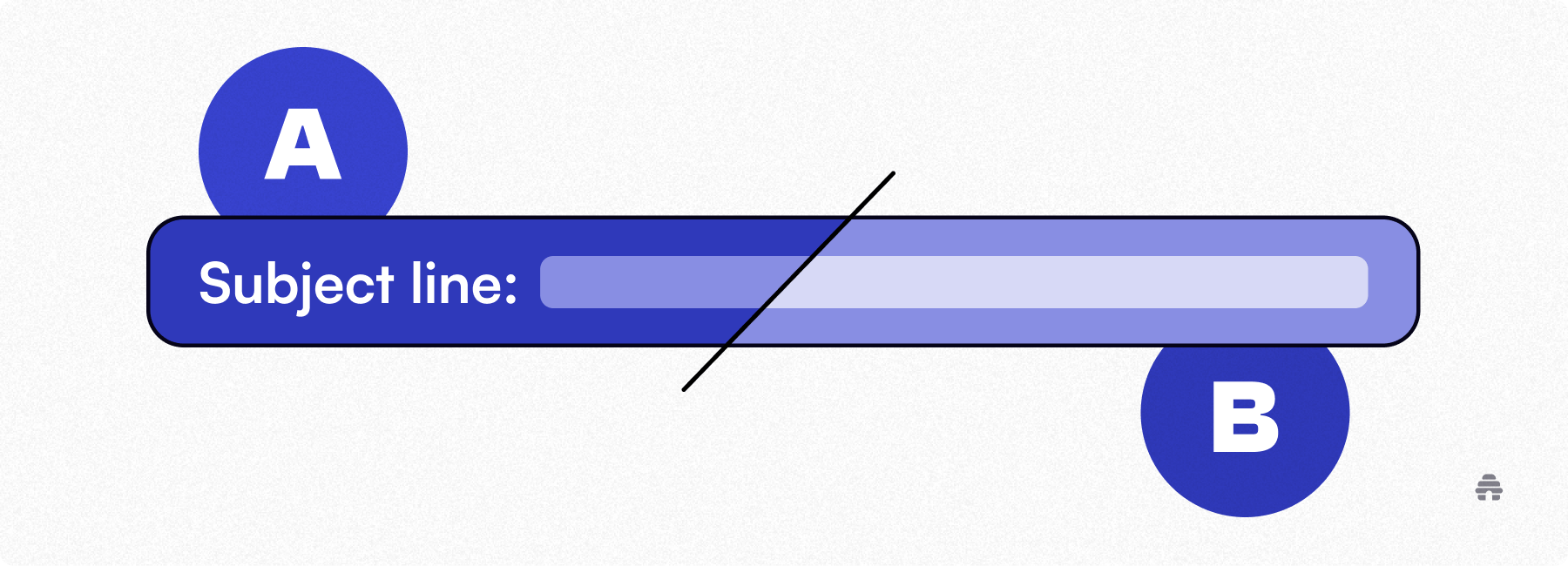 Illustration of an A/B test comparing two email subject line variations labeled A and B. Used by beehiiv to explain how newsletter creators test subject lines to improve open rates.