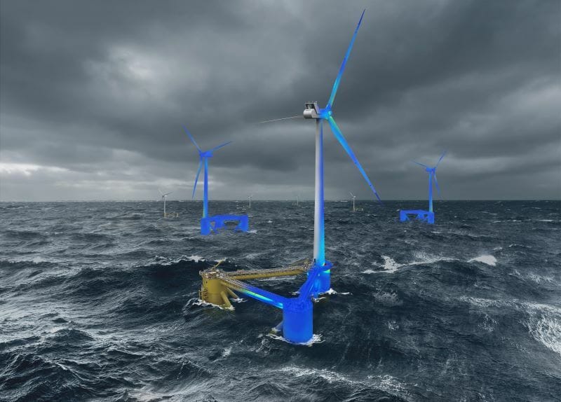 Akselos digital twin of a floating wind turbine