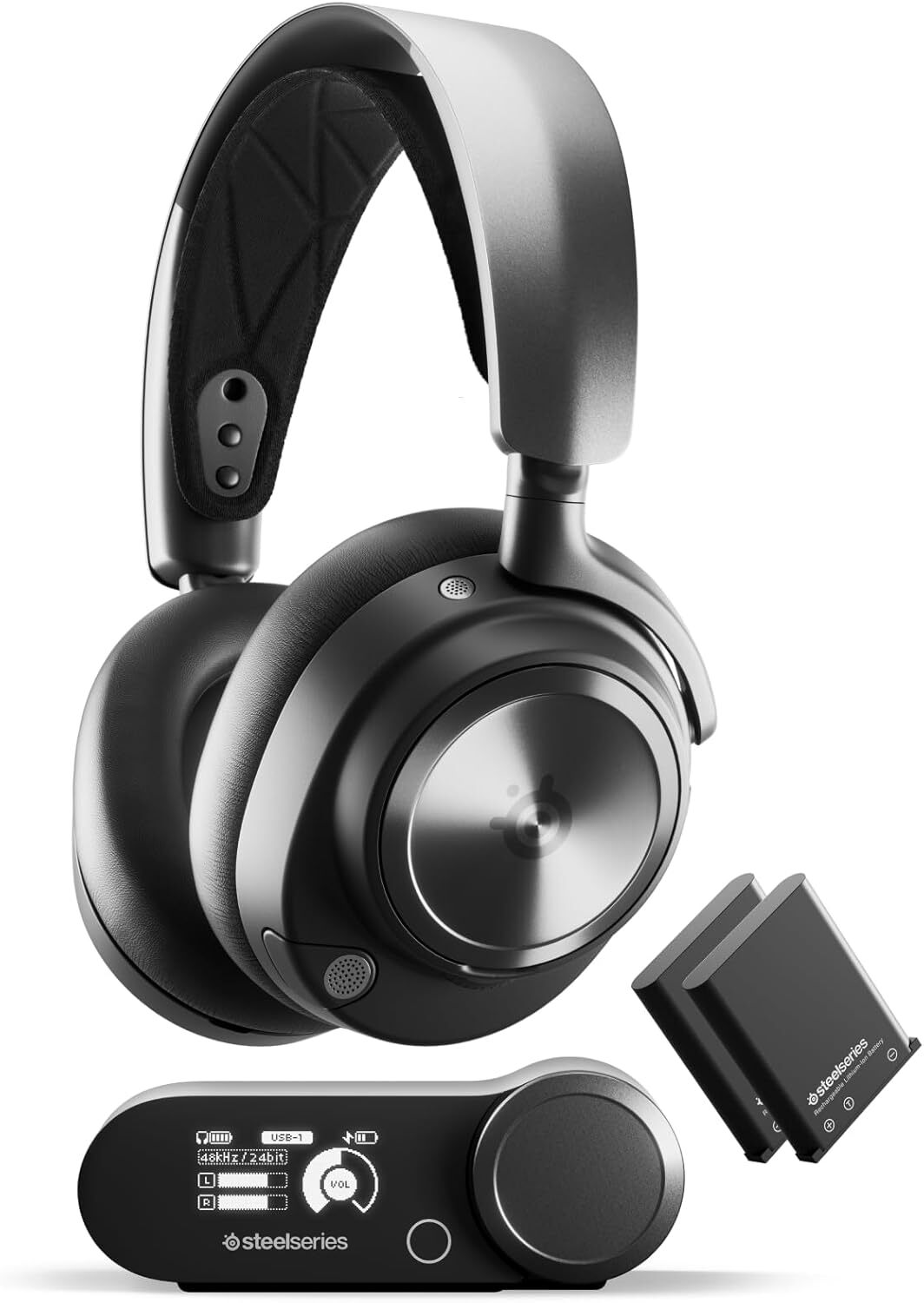 SteelSeries Arctis Nova Pro Wireless – The Premium Pick A sleek, wireless gaming headset with a built-in DAC and dual-battery system, displayed on a high-end Call of Duty gaming setup.
