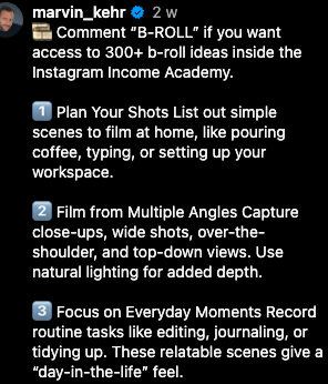 A caption talking baout BRoll