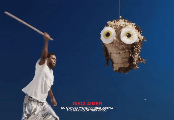 Kendrick hitting an owl pinata