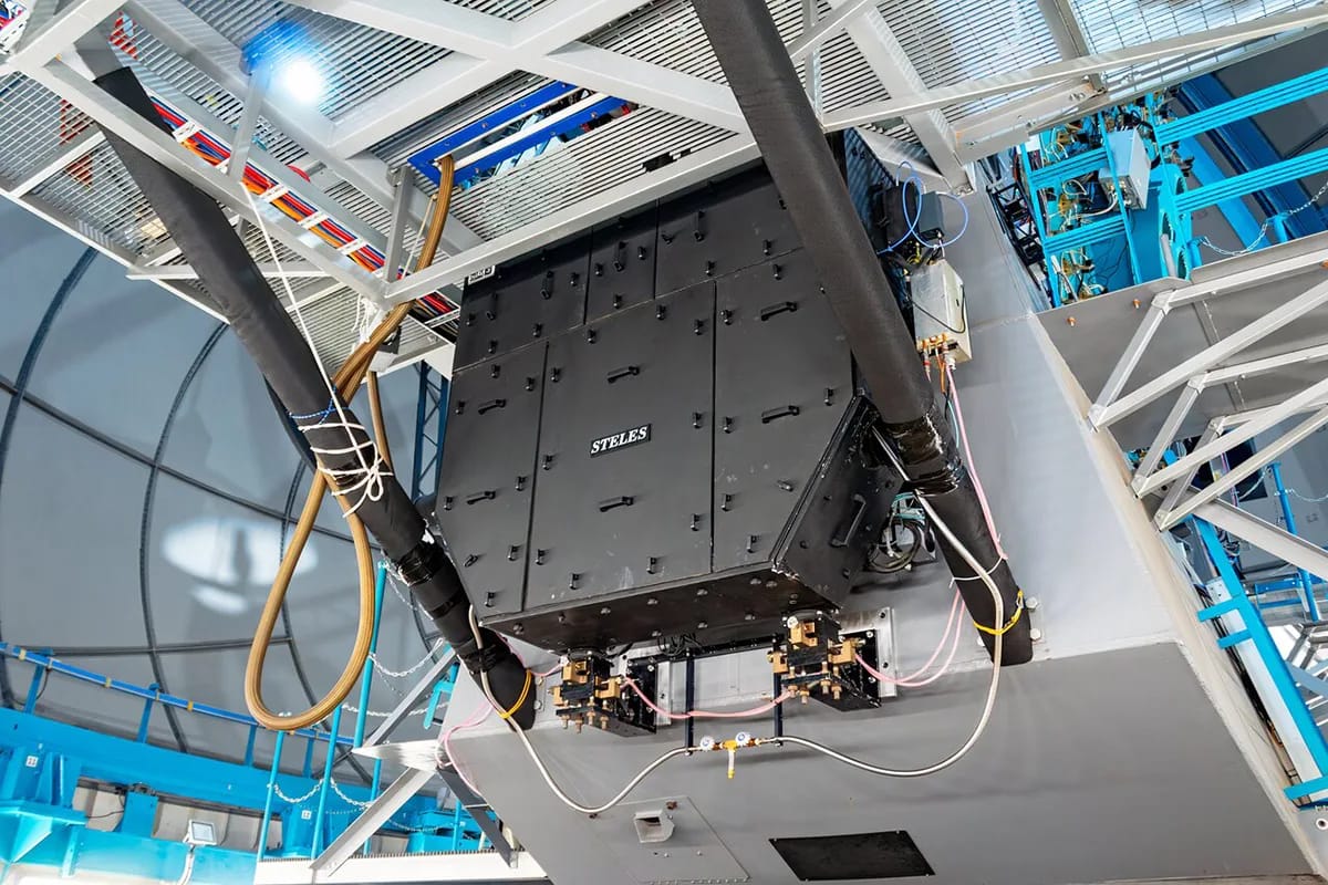 The STELES high-resolution spectrograph, installed on the 4.1-meter SOAR Telescope at Cerro Pachón, Chile. 