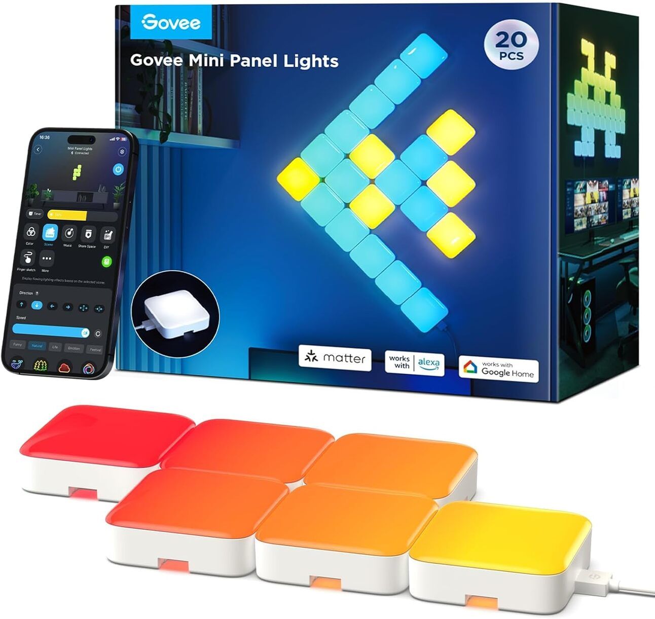 Customizable LED Display Panels Alt Text: Modular LED wall panels with color-changing and music-reactive features, ideal for gaming setups with a dynamic visual backdrop.