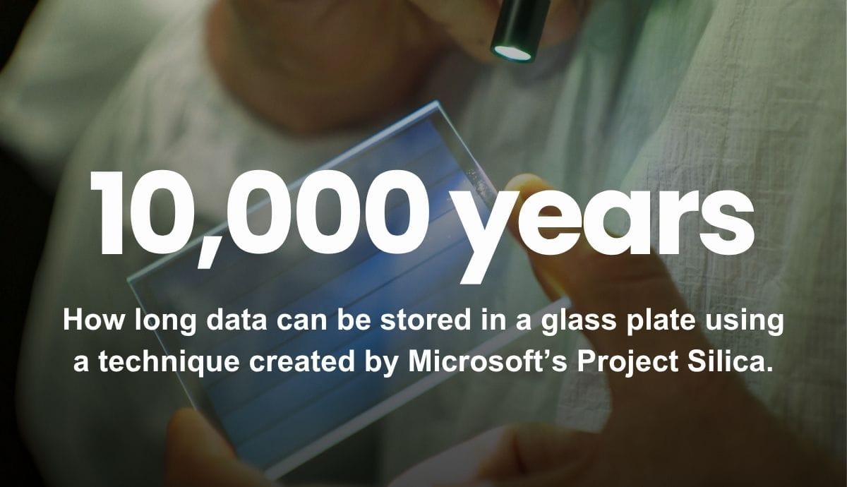 10,000 years - How long data can be stored in a glass plate using a technique created by Microsoft’s Project Silica.