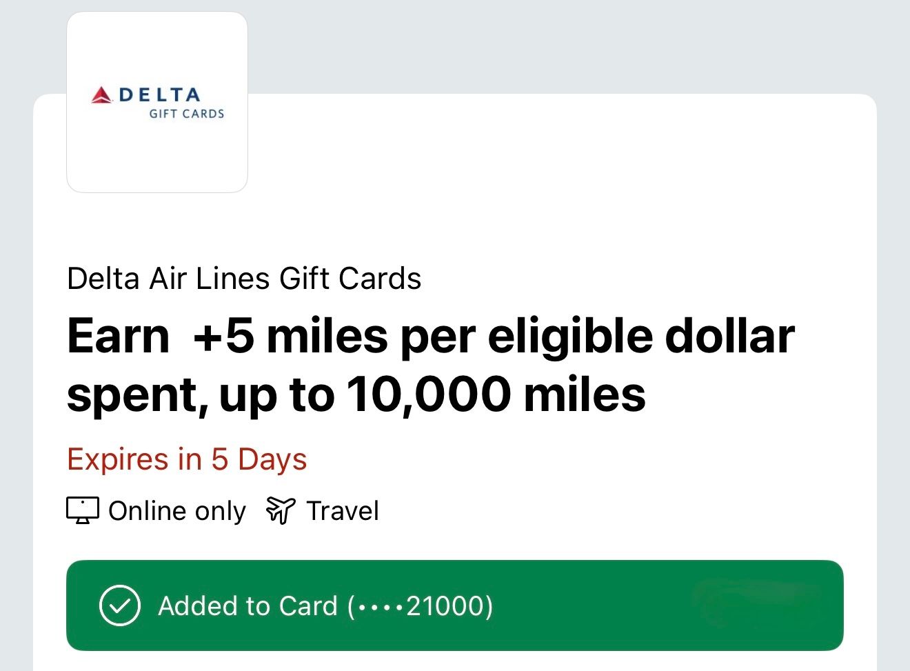 My Delta merchant offer