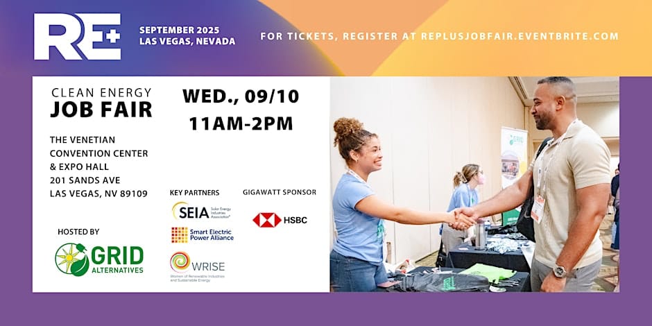 RE+ Clean Energy Job Fair in Las Vegas on September 10