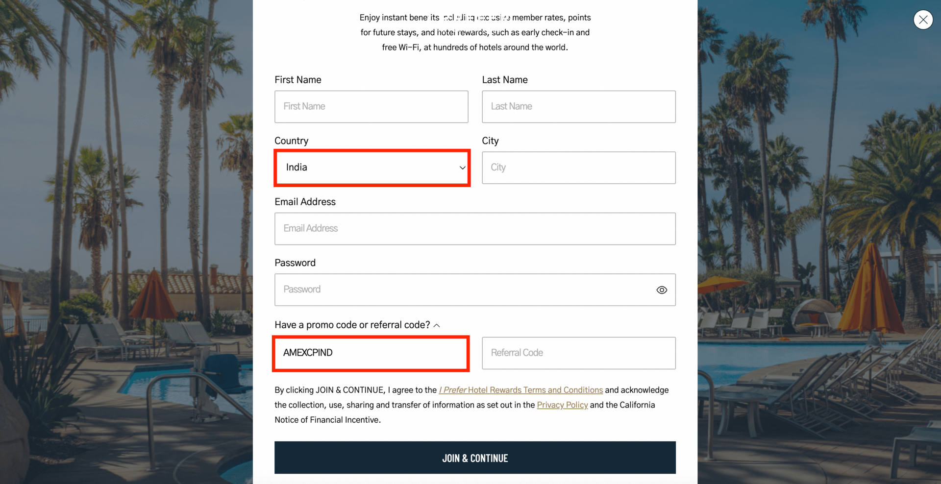 I Prefer titanium signup page with promo code