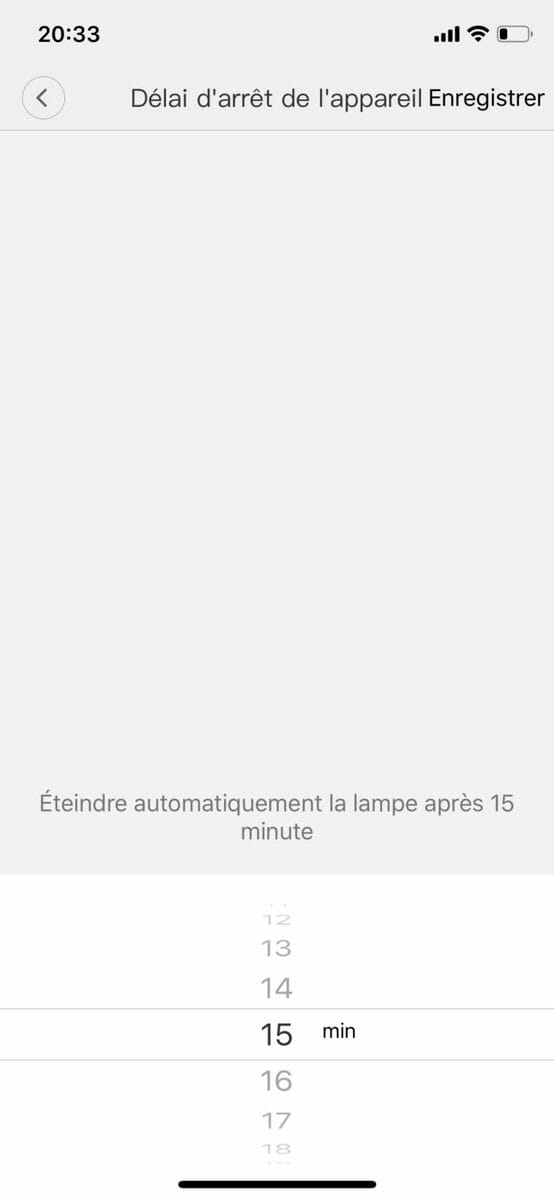 timer activated and adjustable from the Mi Home app