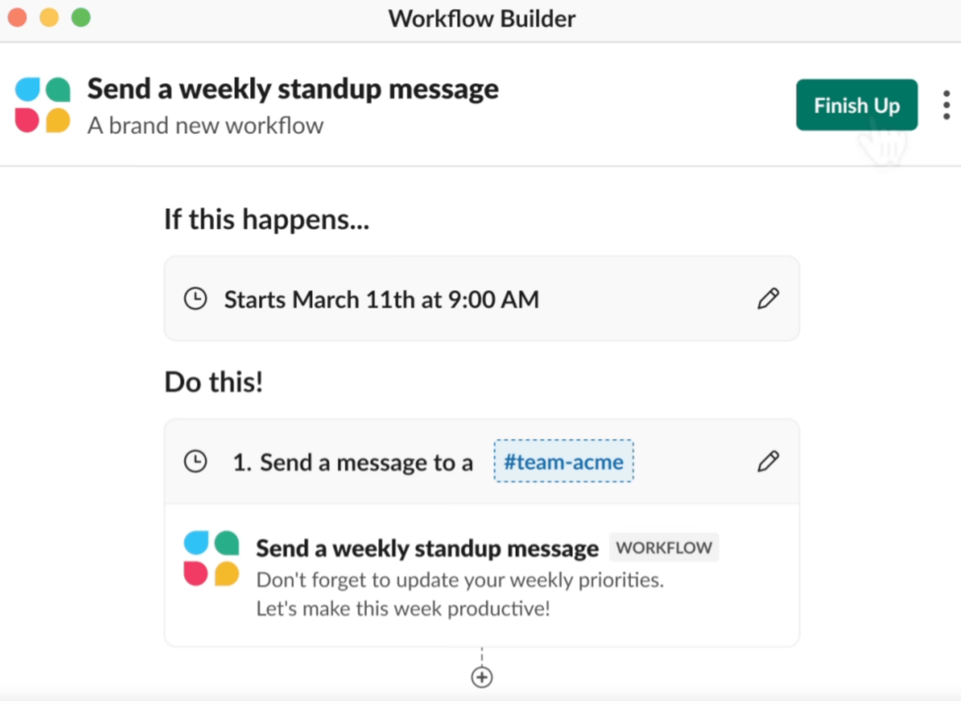 Example of Slack Timed Automations