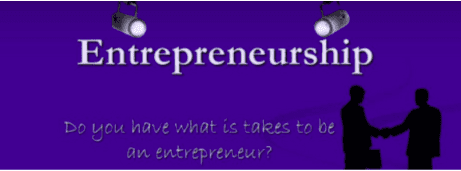 A purple banner with the word entrepreneurs written in white.