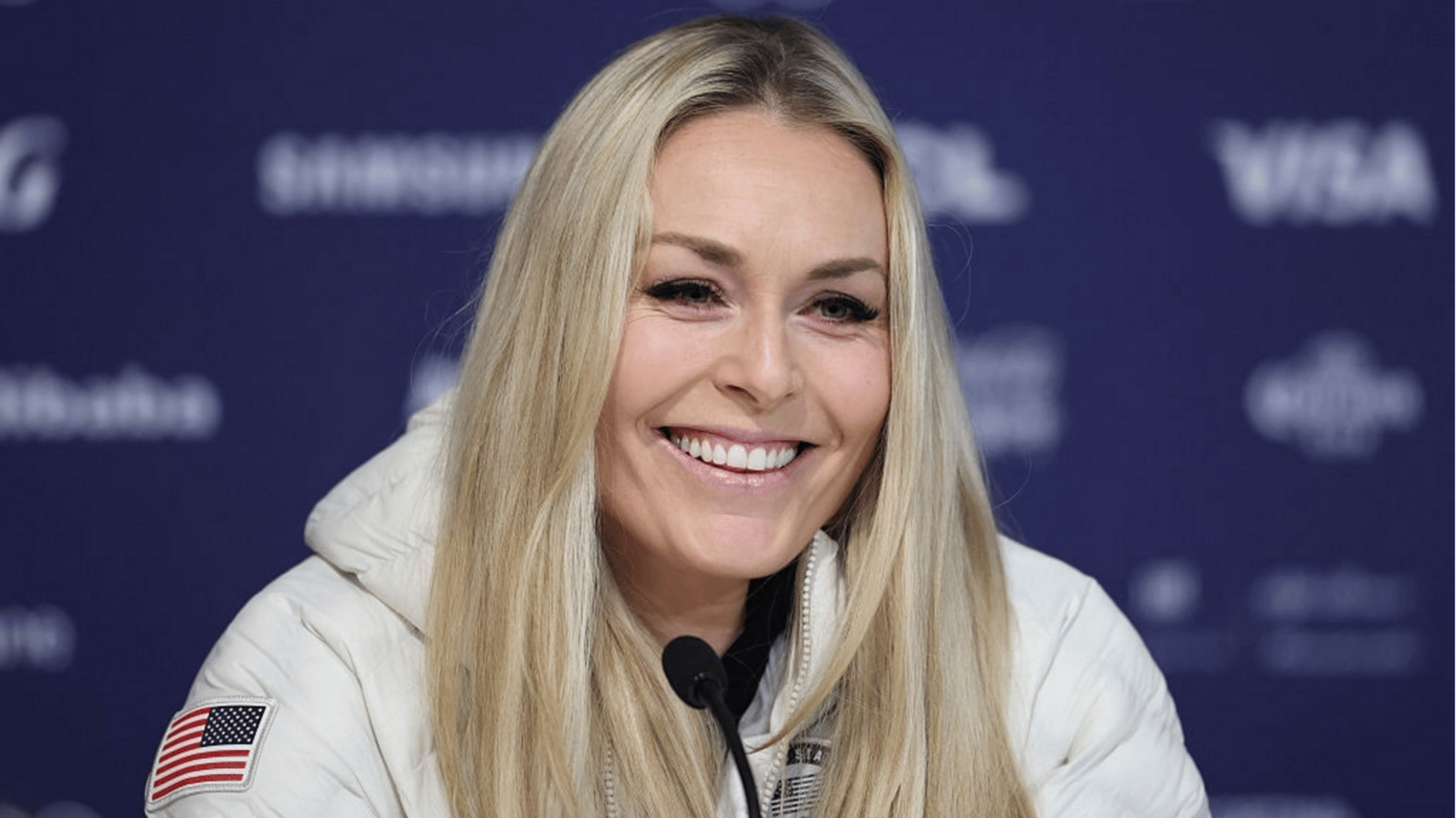Lindsey Vonn of Team United States speaks during a Team United States Women's Alpine Skiing press conference at Cortina Curling Olympic Stadium 
