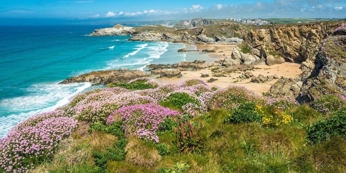 an English coastline dotted with rocky alcoves