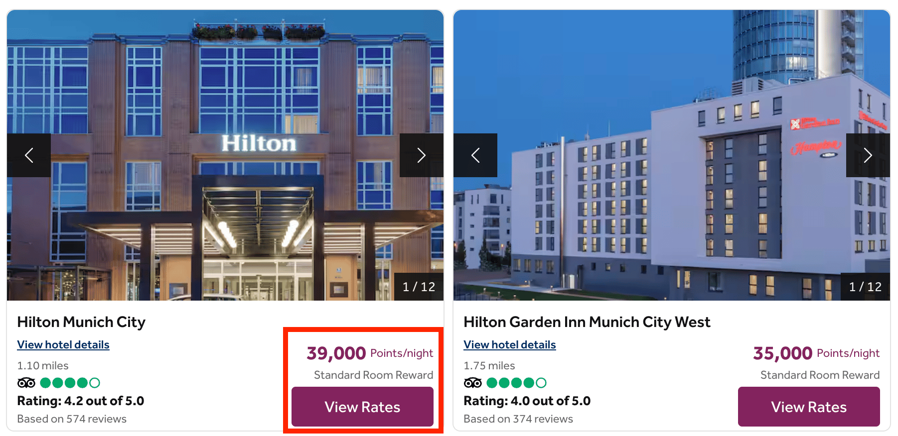 Hilton Munich city for 39,000 points per night