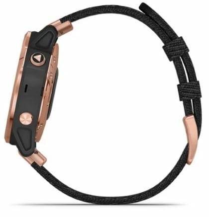 A metal crown and case back for the Fenix 6