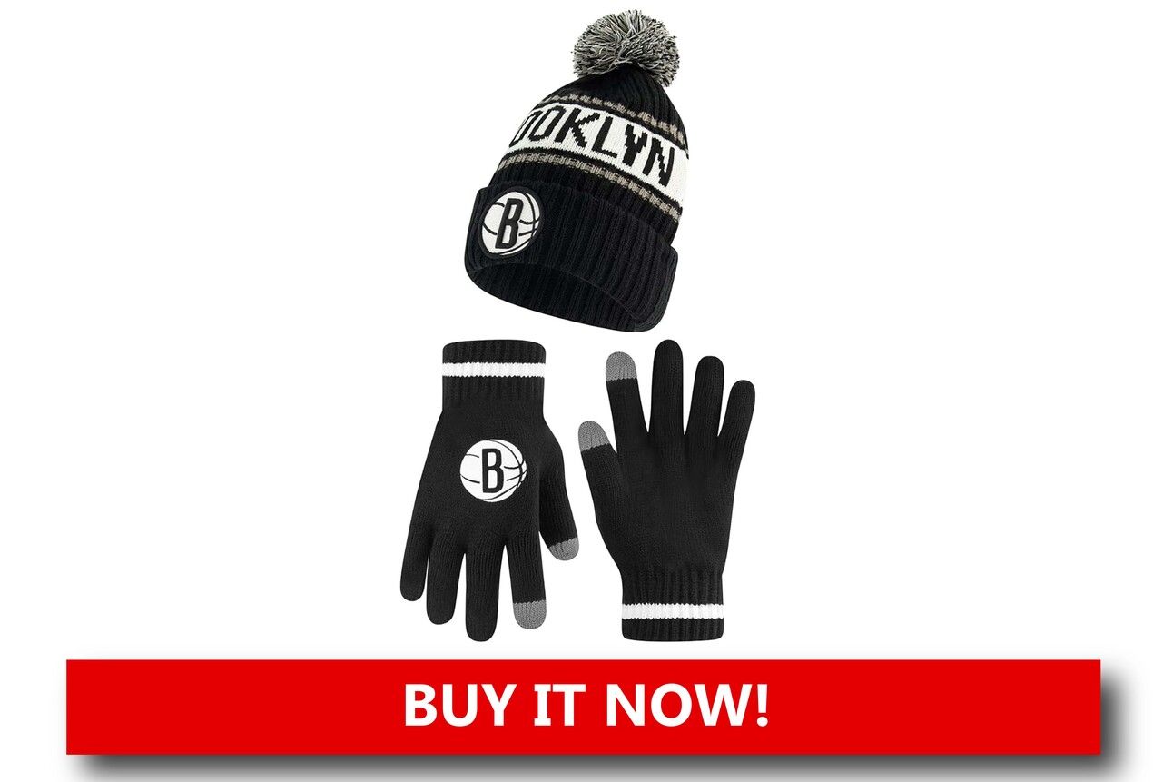 Nets Holiday Streetwear Beanie Alt text: "Stylish black Brooklyn Nets holiday streetwear beanie with subtle festive accents and embroidered logo."