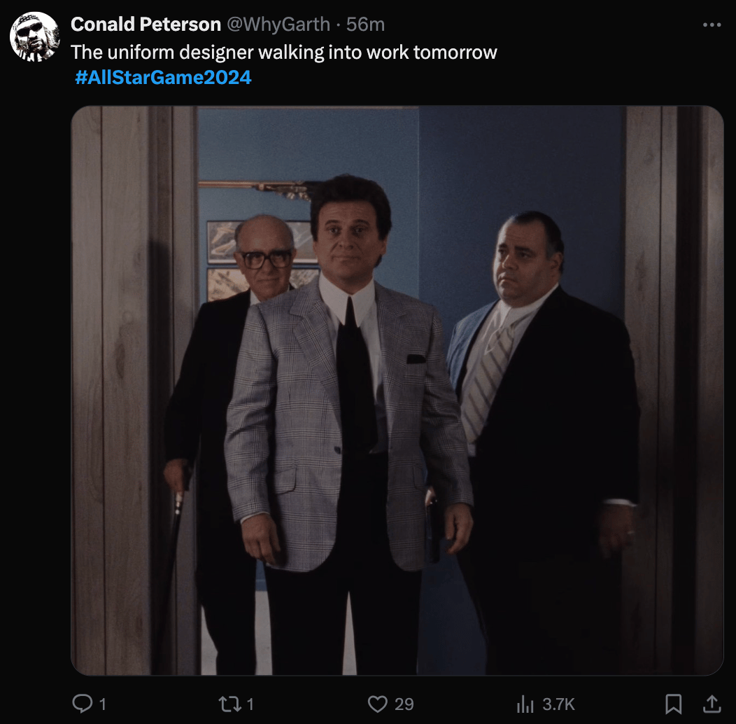 dank meme about how ugly the new All Star jerseys from the Godfather