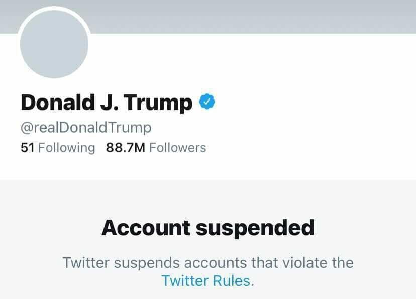 Image result for twitter suspended donal trump account