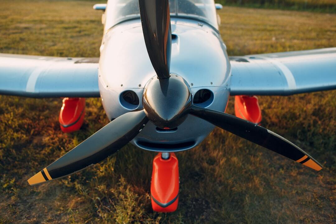 Small private single engine propeller airplane regional airport