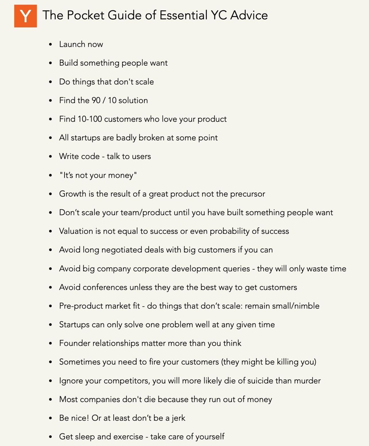 The Pocket Guide of Essential YC Advice