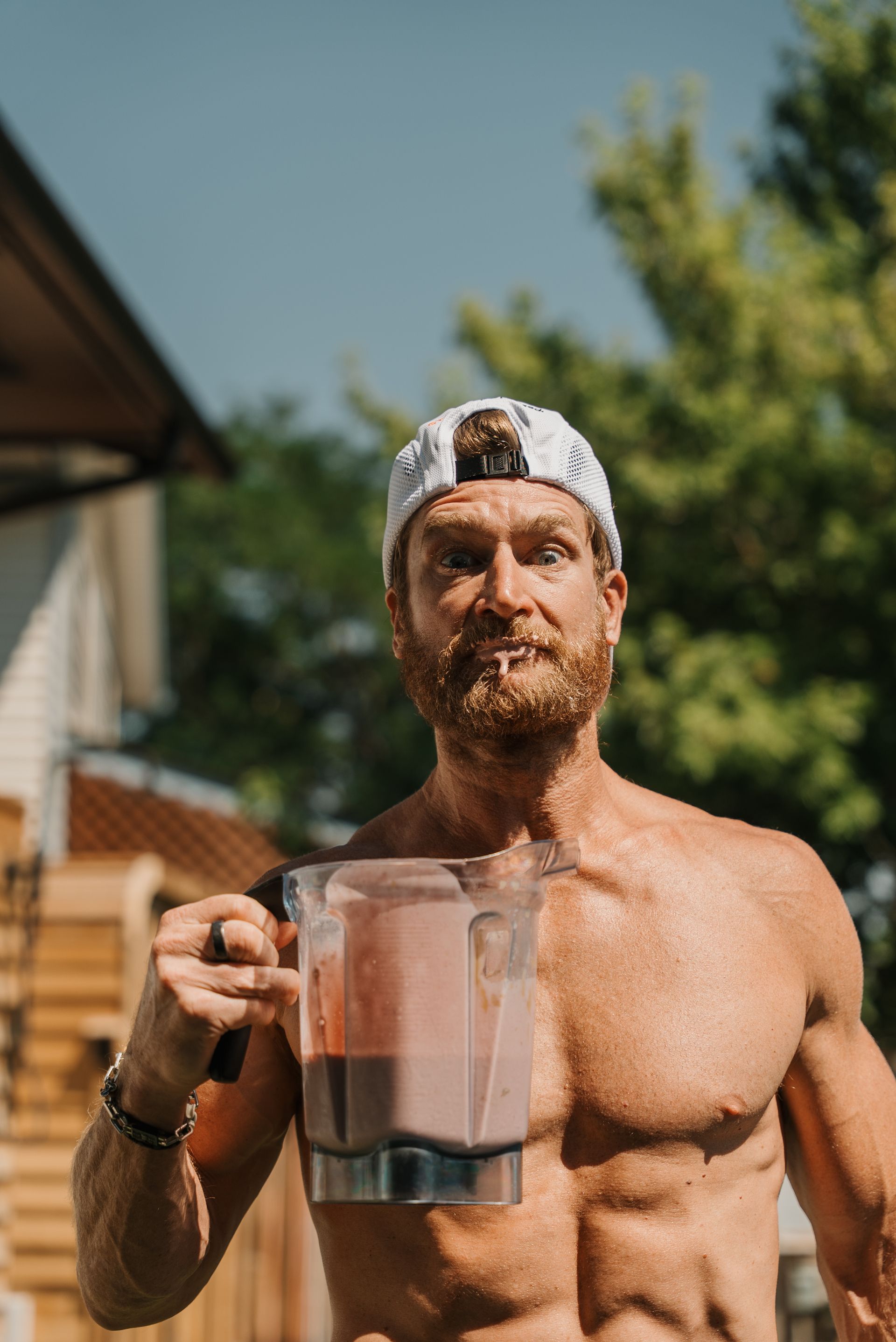eric drinking a breakfast smoothie