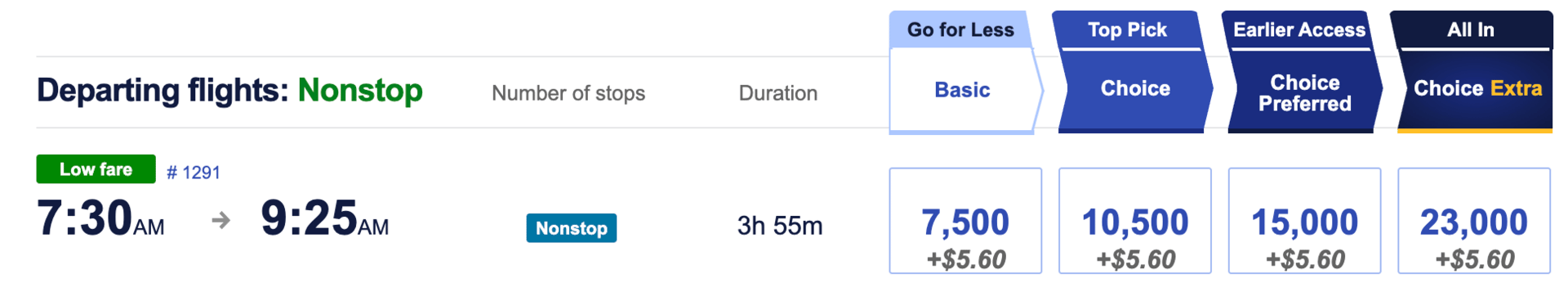 Southwest booking example