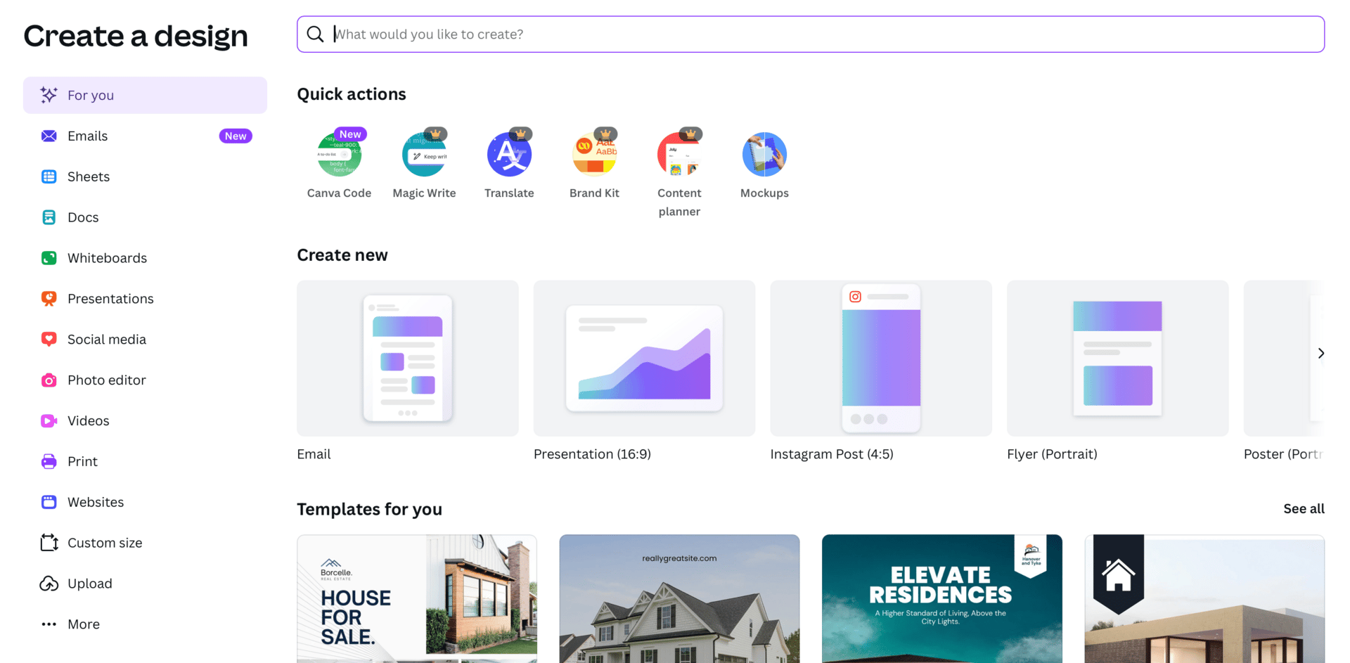 Start a New Canva Project