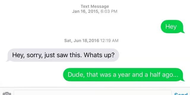 Screenshot of conversation where someone was ghostedd