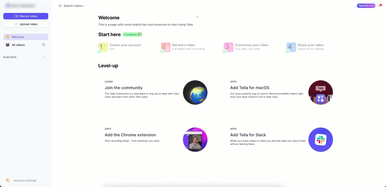 ella.TV screen recording interface