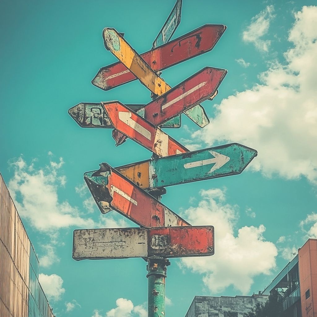 street signs on pole in mulltiple directions