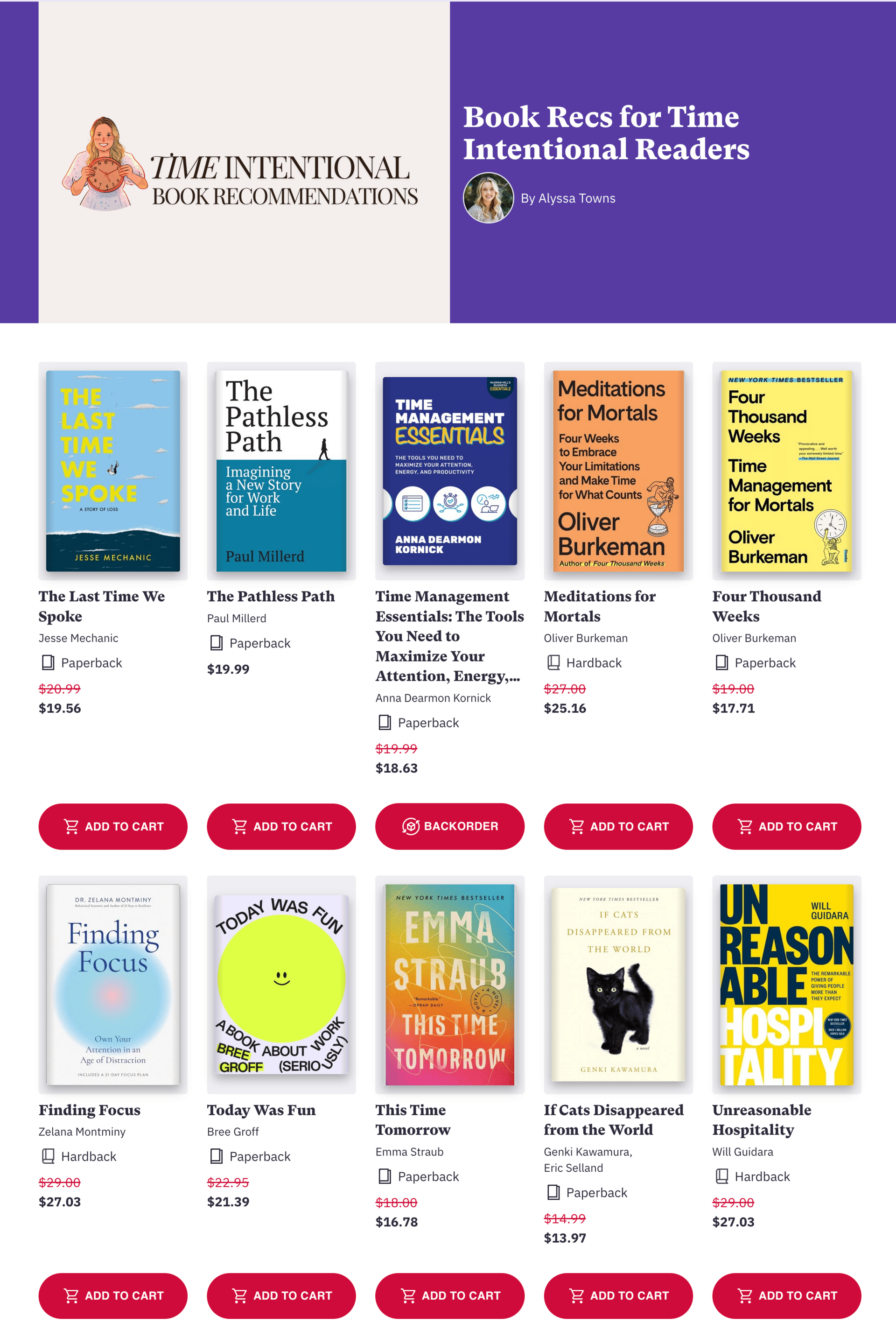 Book recommendations for Time Intentional readers on Bookshop.org