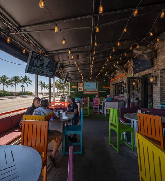 You get a view of the beach from their patio seating too