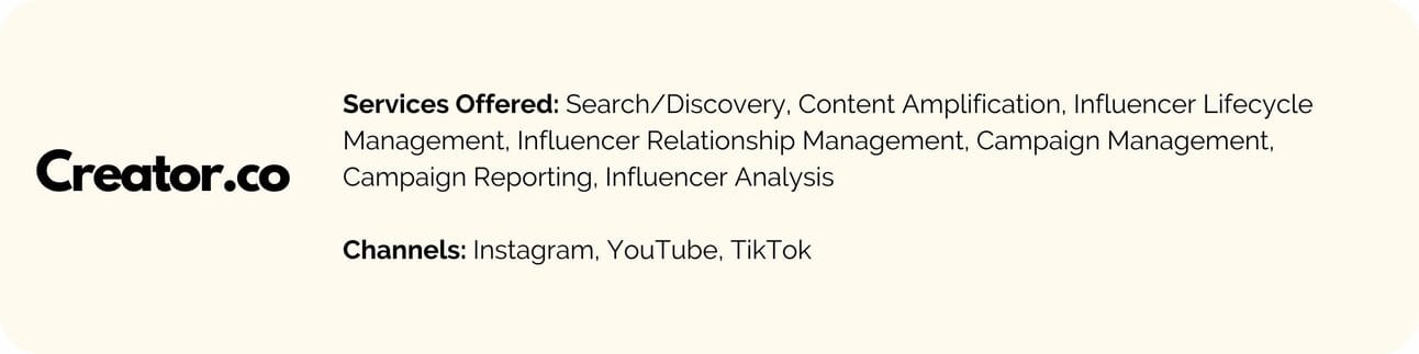 Creator.co services offered - Best influencer Marketing app - Review by Techkzar