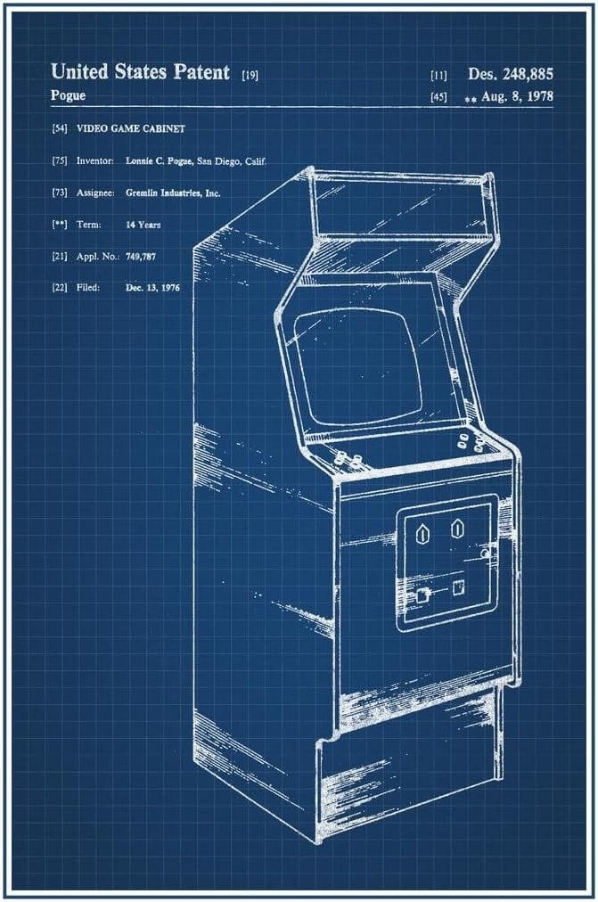 Blueprint-Style Game Gear Posters – Tactical Aesthetic Alt text: Wireframe-style posters featuring detailed designs of iconic gaming gear like swords, Pokédex, and futuristic weapons, perfect for tactical and lore-focused gamers.