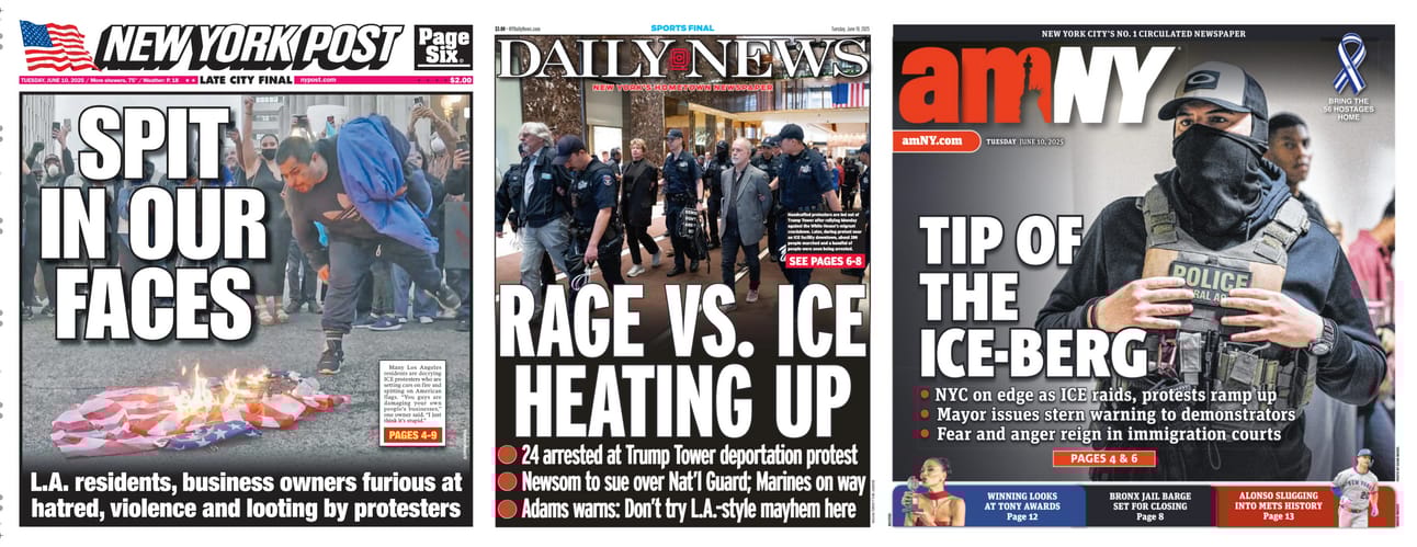 New York Newspaper Front Pages for June 10th, 2025
