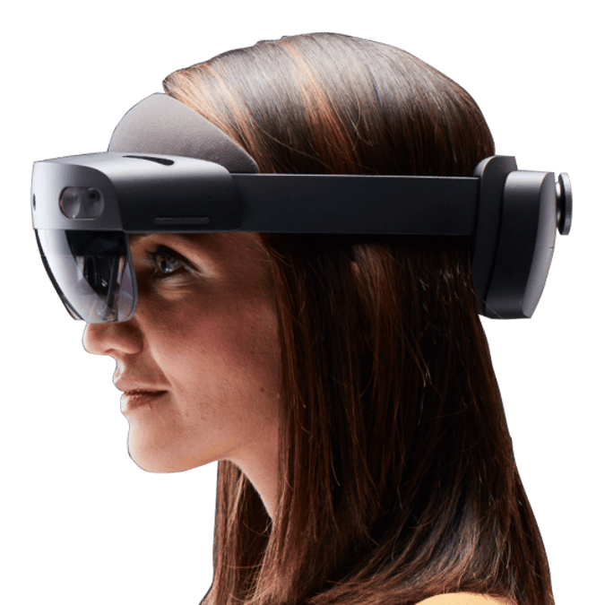 A woman wearing Hololens 2