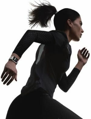 woman running with an Apple Watch 3 GPS connected watch