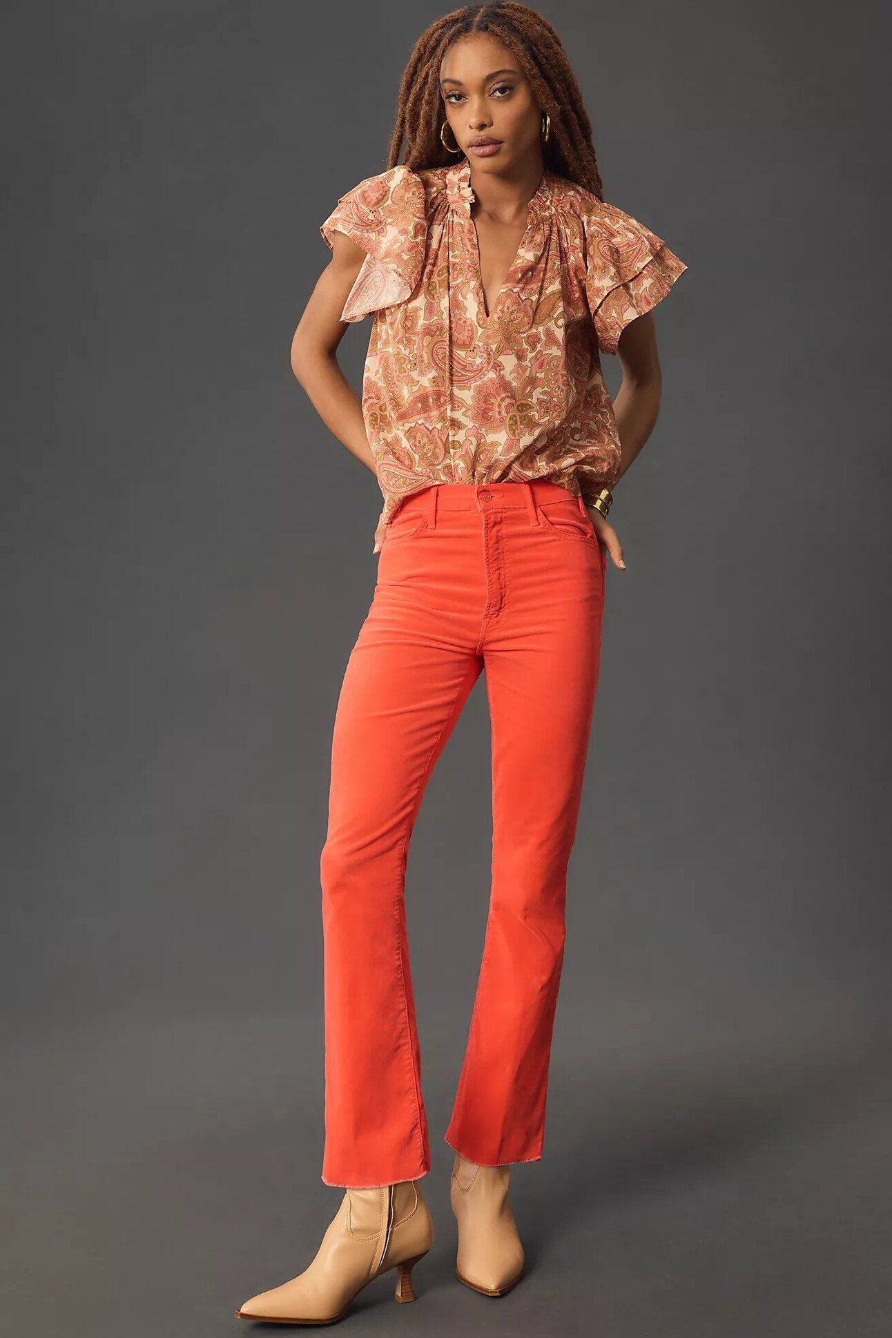 Click for more info about MOTHER The Corduroy Hustler High-Rise Ankle Fray Jeans