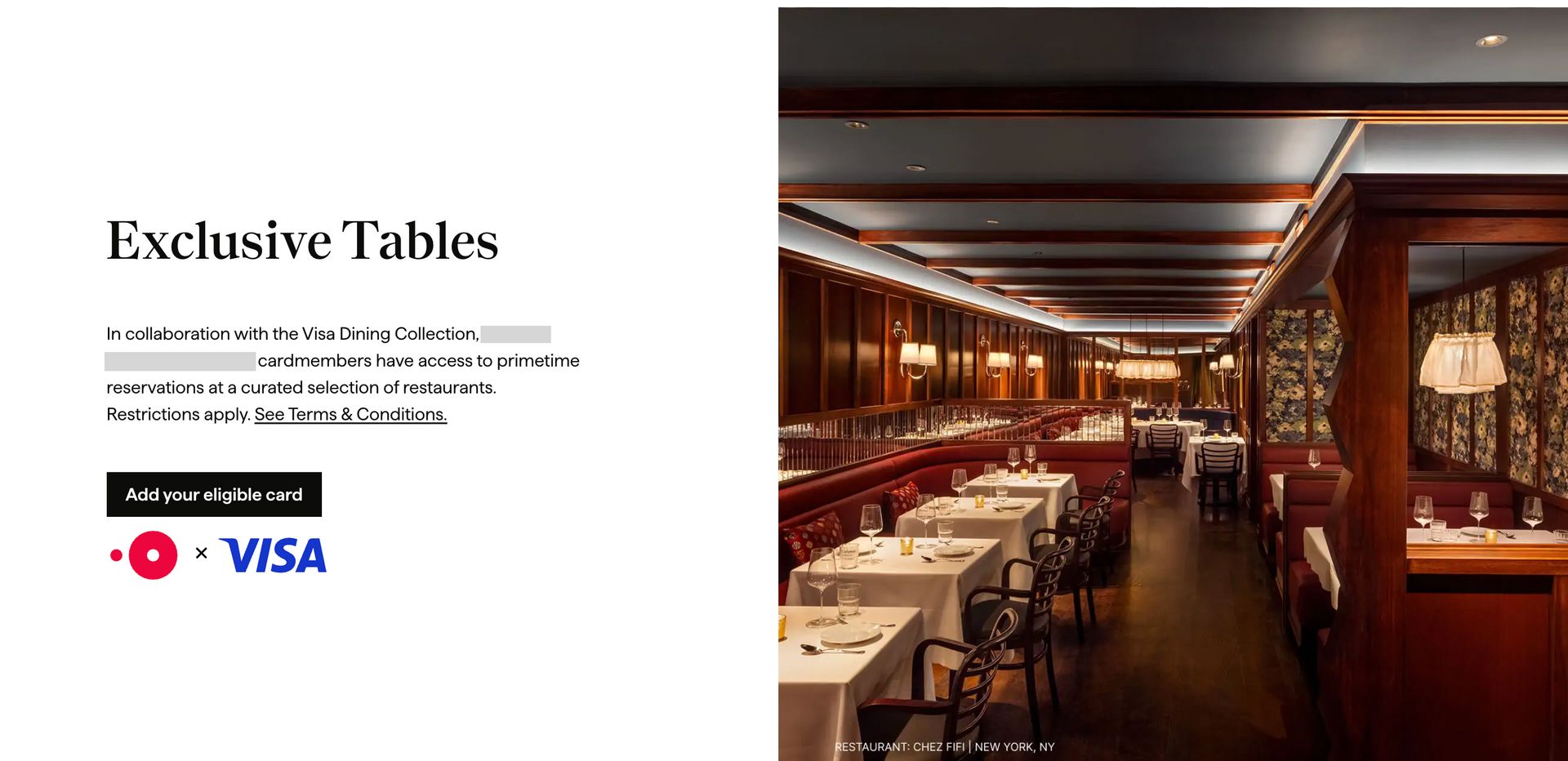 Sapphire Reserve exclusive tables