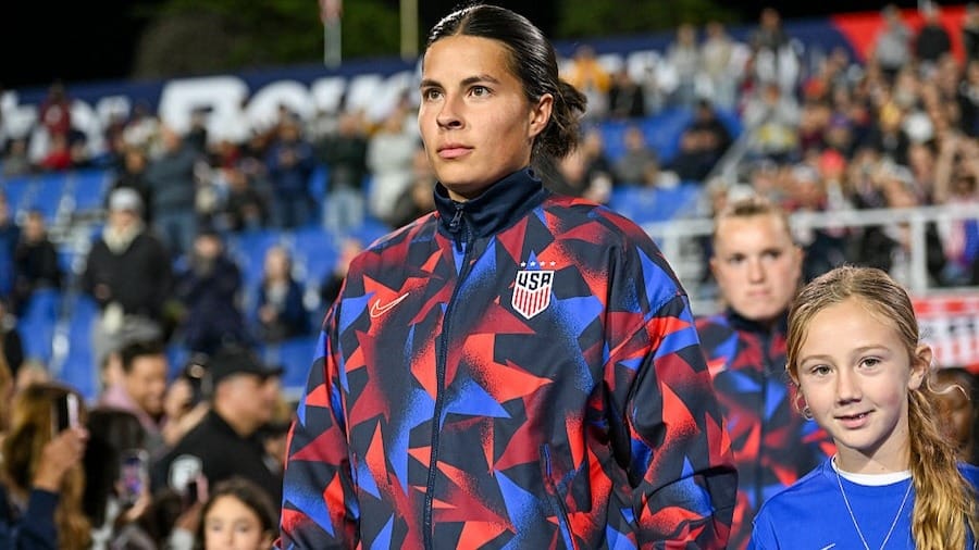 Emily Sams #6 of United States looks on prior to the first half of the International Friendly match against Chile 