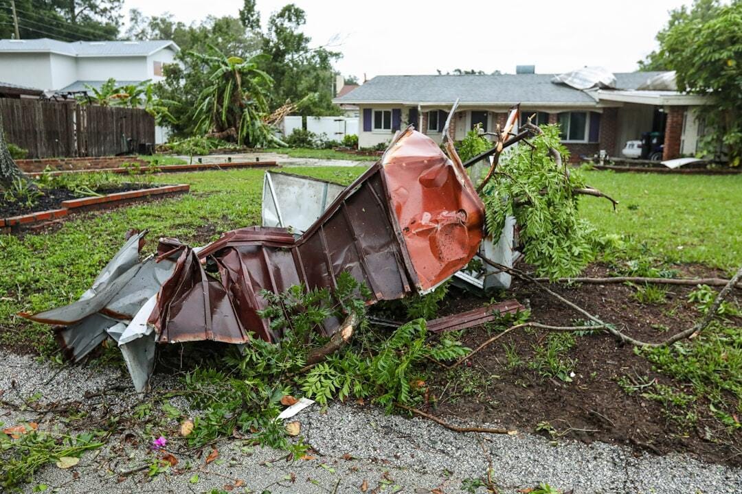A tornado ripped through our neighborhood this afternoon. Lots of damage but everyone seemed to be ok. Several roofs ripped off and lots of trees down. A very infrequent occurrence here in Orlando.