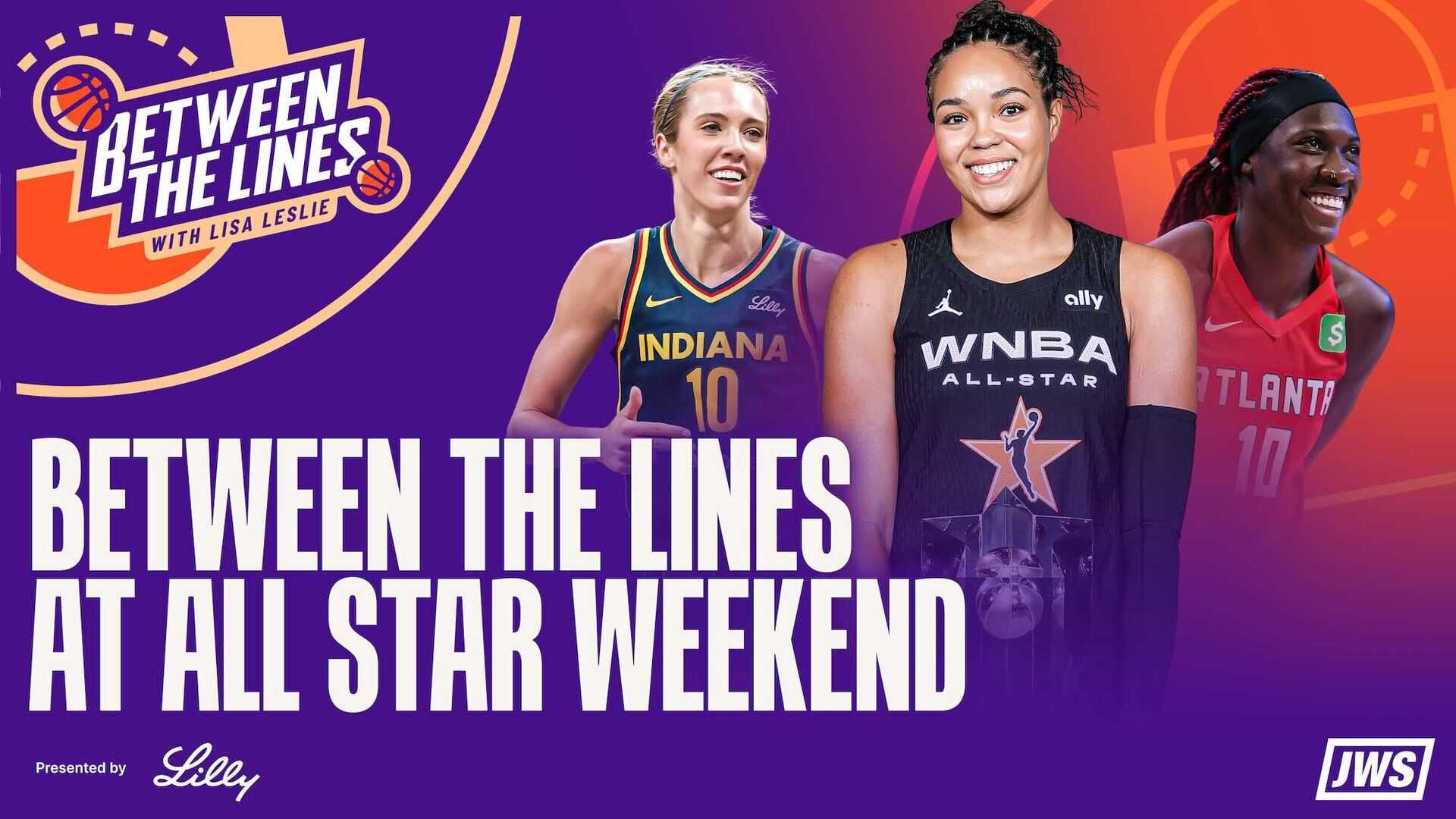 Graphic image for Between the Lies with Lisa Leslie podcast at All-Star Weekend