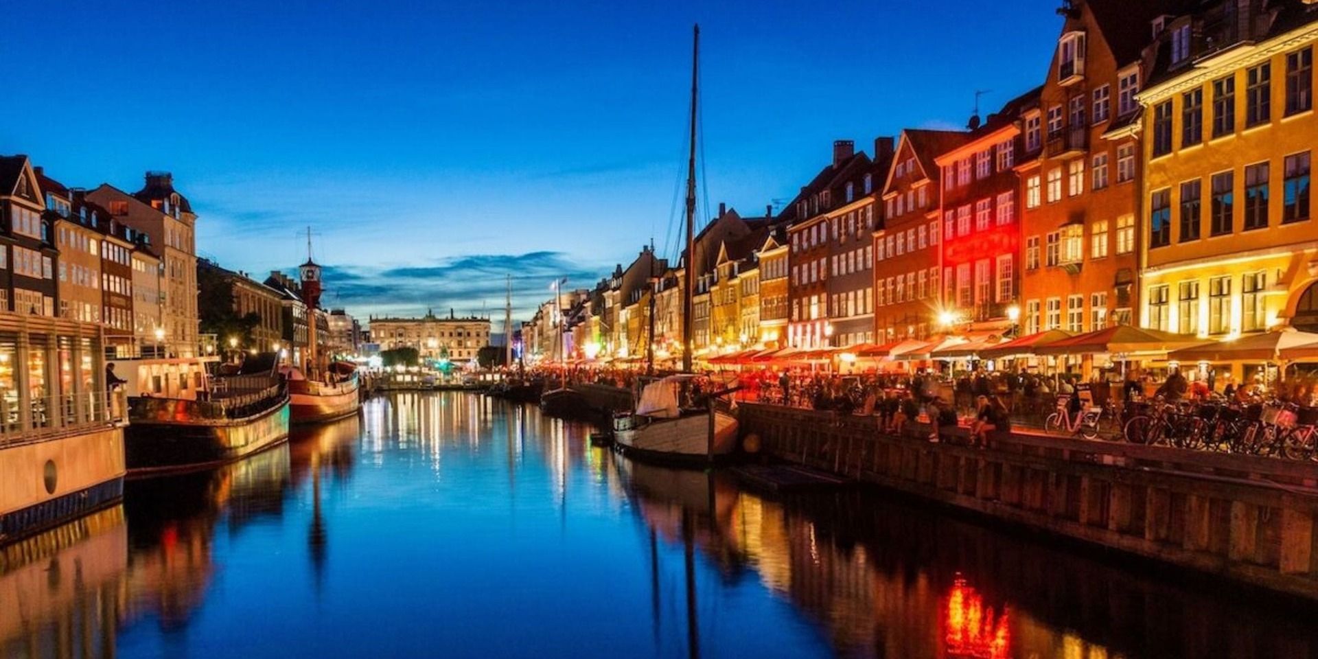 Copenhagen at night by the water