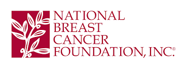 Logo of the National Breast Cancer Foundation, Inc., featuring a stylized white branch with leaves inside a red square next to the organization’s name in red text.
