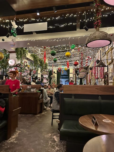 The Christmas decor at The Dead Rabbit rocks