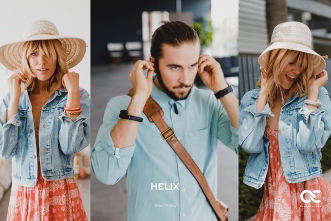 Helix connected bracelet stereo earphones