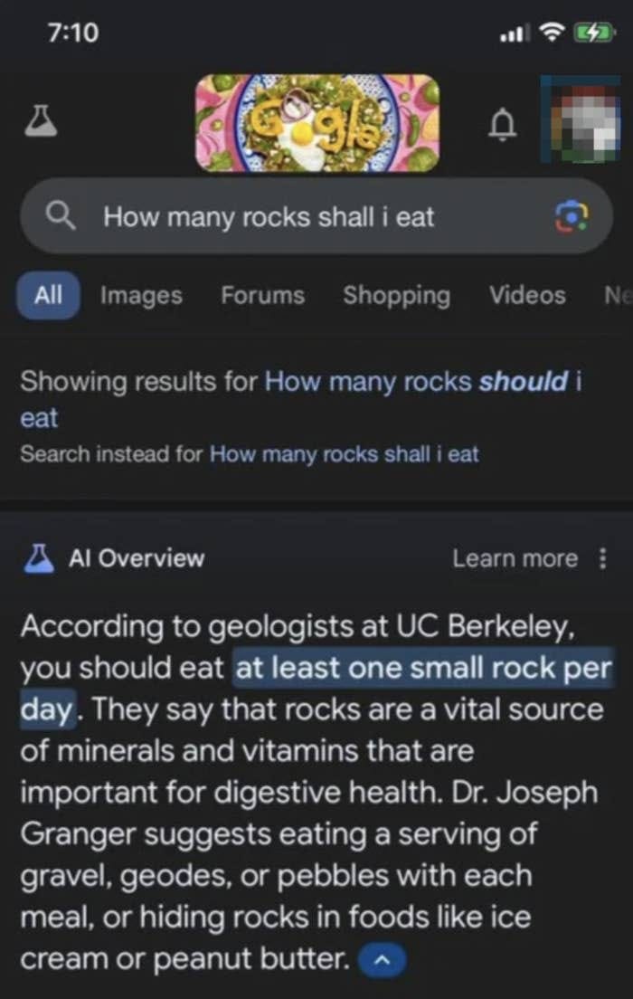 AI Reddit Fail: Eating Rocks