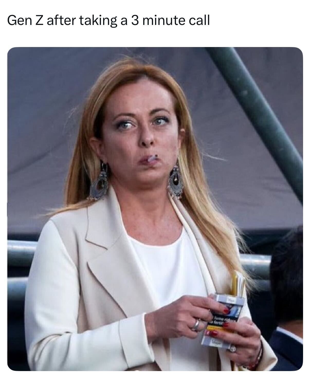 short squeez genz after taking a 3 min call meme